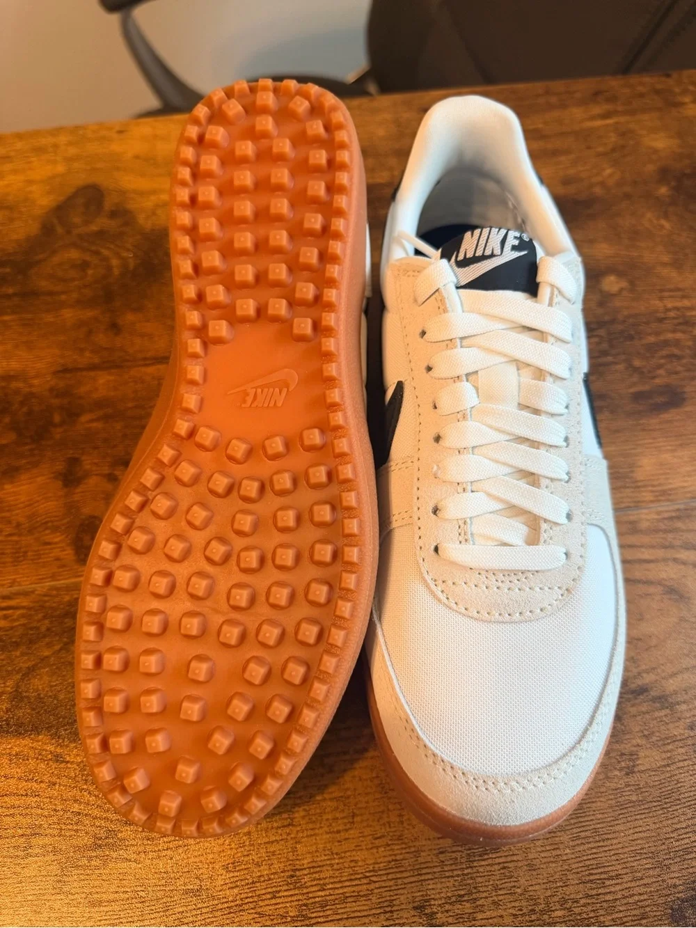 Nike Men’s White Field General Low-Top Sneakers with Black Swoosh